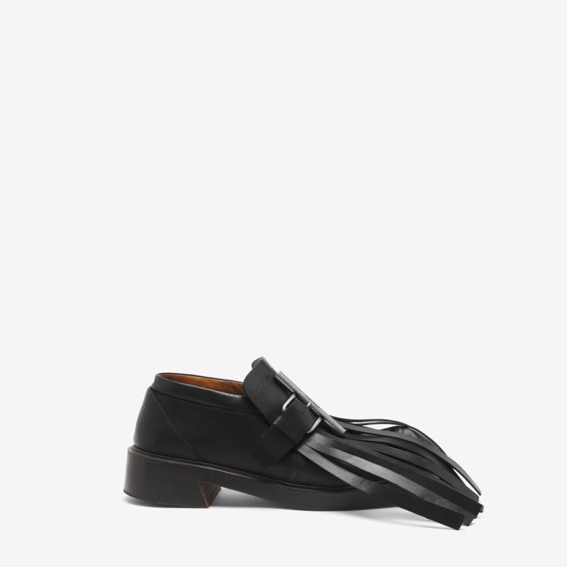 ALEXANDER MCQUEEN - T-Bar Fringe Loafer - Item 808117WHABB1000